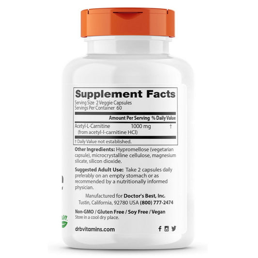 LowCost PH|Doctor's Best Acetyl L-Carnitine, Help Boost Energy Production, Support Memory/Focus,Mood