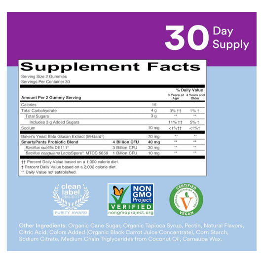 LowCost PH| SmartyPants, Kids Prebiotic and Probiotic, Immunity Formula, Vegan Grape, 4 Billion CFU