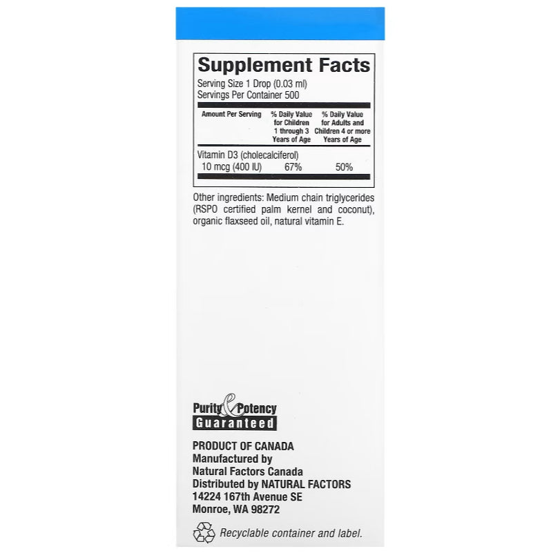 LowCost PH| Natural Factors, Vitamin D3 400 IU, Supports Strong Bones, Teeth and Immune Function.