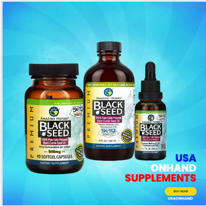 USAOnhand| Amazing Herbs, Black Seed, 100% Pure Cold-Pressed Black Cumin Seed Oil, 4 fl oz (120 ml)