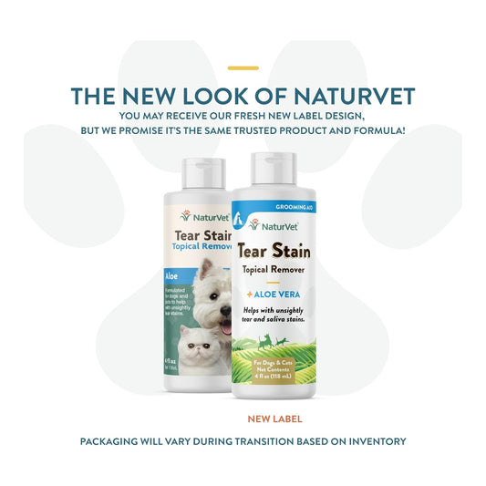USAOnhand| NaturVet, Tear Stain, Topical Remover + Aloe Vera, For Dogs & Cats, 4 fl oz (118 ml)
