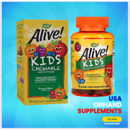 USA Onhand | Nature's Way, Alive! Kid's Chewable Complete Multivitamin, Orange + Berry