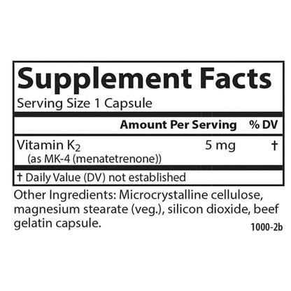 LowCostPh | Carlson, Vitamin K2, 5 mg, 60 Capsules, Bone Support, Cardiovascular Function