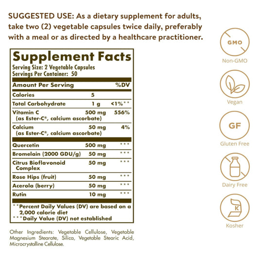 LowCostPH | Solgar, Quercetin Complex with Ester-C Plus, 50 | 100 Veg Caps | MegaFood Complex C