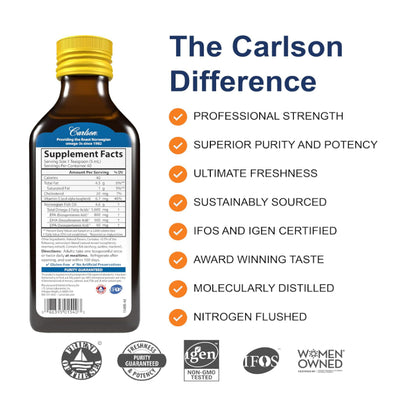LowCost PH| Carlson - The Very Finest Fish Oil, 1600 mg Omega-3s, Norwegian Lemon for Heart Brain Su