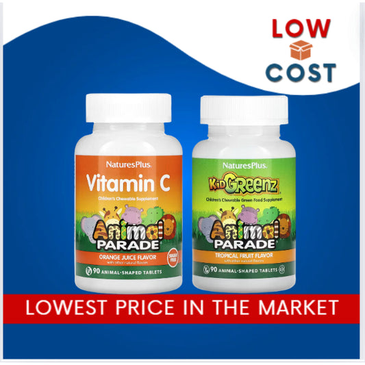 LowCostPh | NaturesPlus, Animal Parade, Kid Greenz, Vitamin C, Orange Juice, 90 Animal-Shaped Tablet