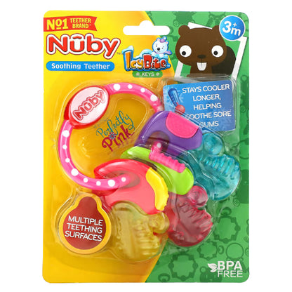 LowCostph | Nuby, Soothing Teether, IcyBite Keys, 3+ Months, Pink, 1 Teether