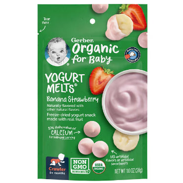 Lowcostph | Gerber, Organic for Baby, Yogurt Melts, 8+ Months, Banana Strawberry, 1 oz (28 g)