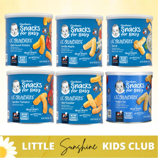 LittleSunshine | Gerbers, Snacks for Baby, Lil' Crunchies, Baked Grain Snack, Wheels 8+Months,(42 g)