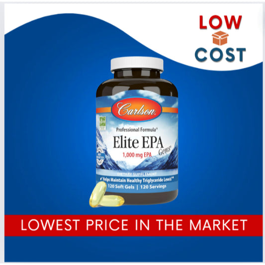 LowCostPh | Carlson, Elite EPA Gems, 1,000mg, 120 SoftGels Helps Maintain Healthy Triglyceride Level