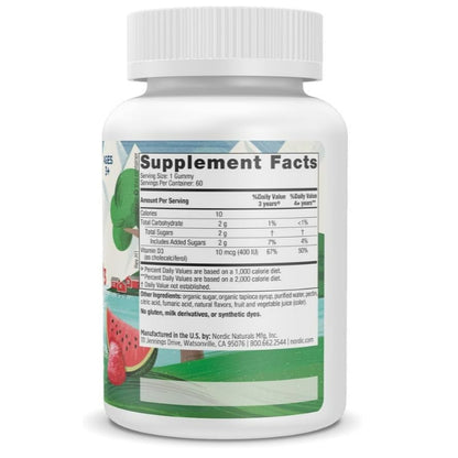 LowCostPh | Nordic Naturals, Vitamin D3 Gummies Kids, Wild Watermelon, 400 IU, D3 Gummies, 25 mcg