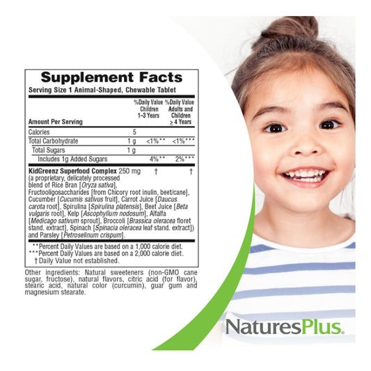LowCostPH | NaturesPlus, Animal Parade, Kid Greenz, Vitamin C, Orange Juice, 90 Animal-Shaped Tablet