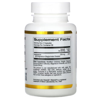 LowCostPh | California Gold Nutrition, Magnesium Bisglycinate, Albion TRAACS®, 100 mg, 60 Veggie Cap
