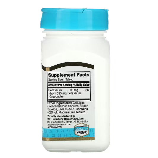 LowCostPh | 21st Century, Potassium Gluconate, 595 mg, 110 Tablets, Mineral Balance Support