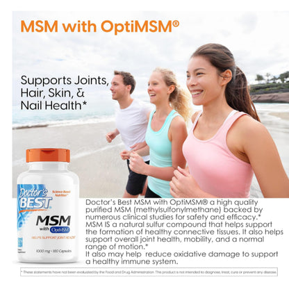 LowCostPH | Doctor's Best, MSM with OptiMSM, 1,000 mg, 180 | 360 Capsules | Powder 250g