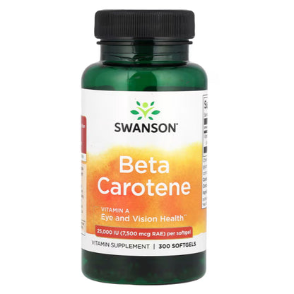 Swanson Ph | Swanson, Beta Carotene, 25,000 IU (7,500 mcg RAE), 300 Softgels Eye and Vision Health
