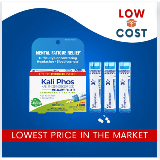 LowCostPH| Boiron, Kali Phosphoricum, Mental Fatigue Relief, Meltaway Pellets, 30C, 3 Tubes, Approx.