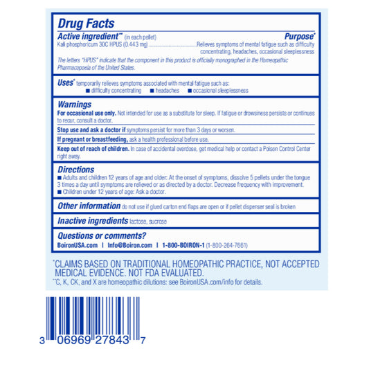 LowCostPH| Boiron, Kali Phosphoricum, Mental Fatigue Relief, Meltaway Pellets, 30C, 3 Tubes, Approx.
