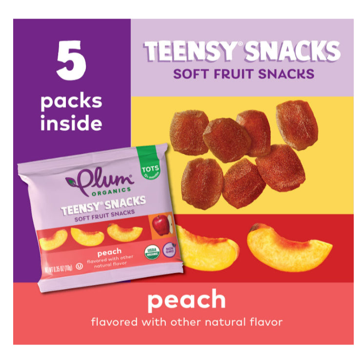 Lowcostph |Plum Organics, Teensy Soft Fruit Snacks, Tots, Berry, Peach, 5 Packs, 0.35 oz (10 g) Each