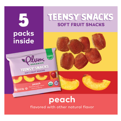 Lowcostph |Plum Organics, Teensy Soft Fruit Snacks, Tots, Berry, Peach, 5 Packs, 0.35 oz (10 g) Each