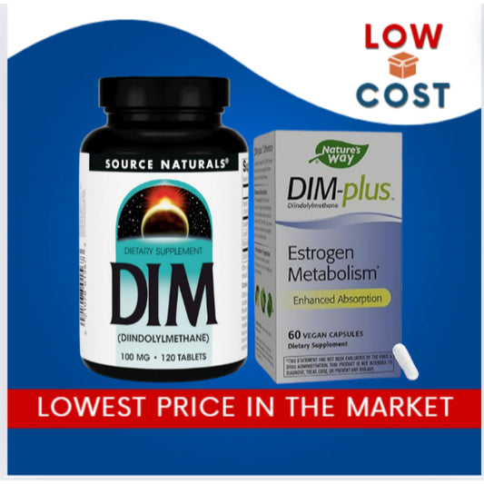 LowCostPh | Nature's Way, DIM-plus, Estrogen Metabolism, Veg Cap, Source Naturals, DIM, 200mg, 100mg