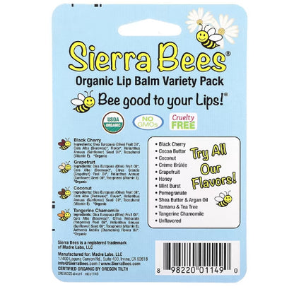 LowCostPh | Sierra Bees, Organic Lip Balm Variety Pack, 4 Pack, 0.15 oz (4.25 g) Each