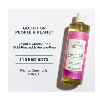 USAOnhand| Heritage Store, Castor Oil, Nourishing Treatment, 16 fl oz (473 ml) (59ml)
