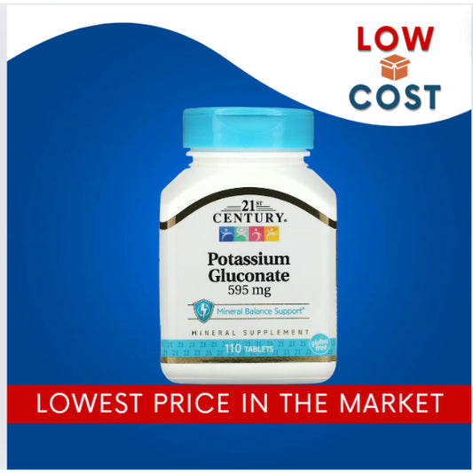 LowCostPh | 21st Century, Potassium Gluconate, 595 mg, 110 Tablets, Mineral Balance Support