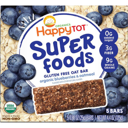 Low Cost PH | Happy Baby Organics, Happytot, Fiber & Protein Soft-Baked Oat Bar, Superfoods,