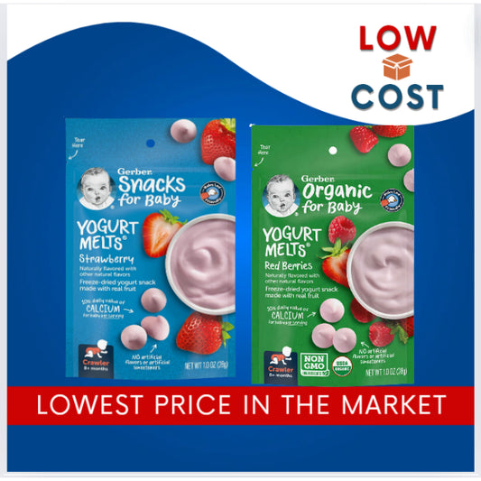 Low Cost Ph | Gerber Yogurt Melts 8+ Months Peach, Strawberry, Banana Vanilla, Organic Fruit