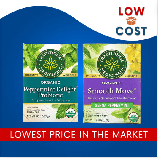 LowCostPH | Organic Smooth Move, Tulsi, Ginger, Healthy Cycle, 16 Wrapped Tea Bags, 1.13 oz (32 g)