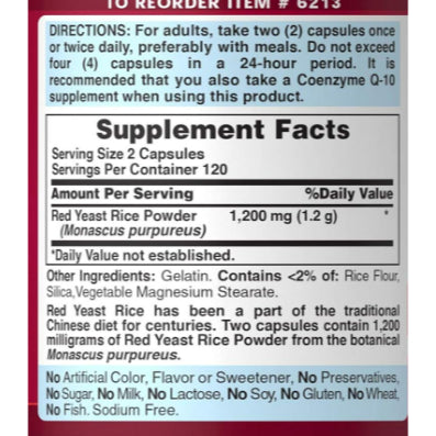LowCostPH| Puritan's Pride Red Yeast Rice Capsule 600 mg, 240 Capsules (Heart & Cholesterol Support)