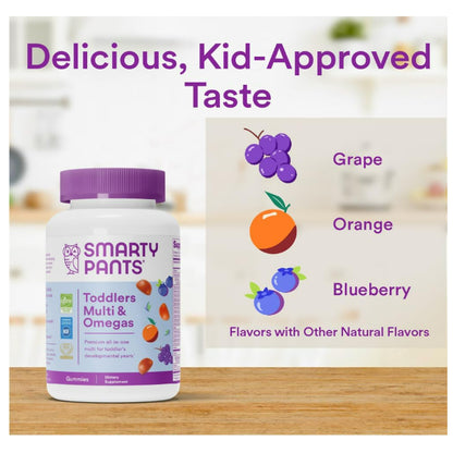 LowCostPh | SmartyPants, Toddler Formula, Multi and Omega 3s, Grape, Orange, and Blueberry, 90 ct