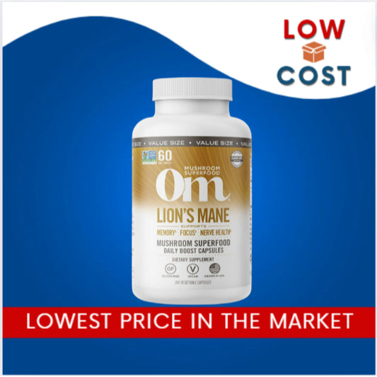 LowCost PH| Om Mushrooms, Lion's Mane Mushroom Superfood, 2,000 mg, 180 Vegetable Capsules (667 mg p