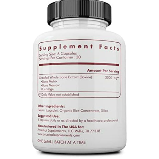 LowCostPH | Ancestral Supplements Grass Fed Beef Bone and Marrow Supplement, 3000mg, Skin, Oral Heal