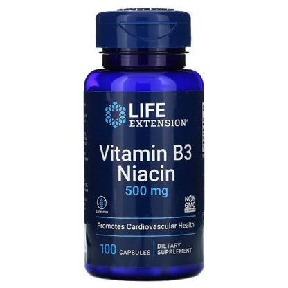LowCostPH | Life Extension, Vitamin B3 Niacin, 500 mg, 100 Capsules