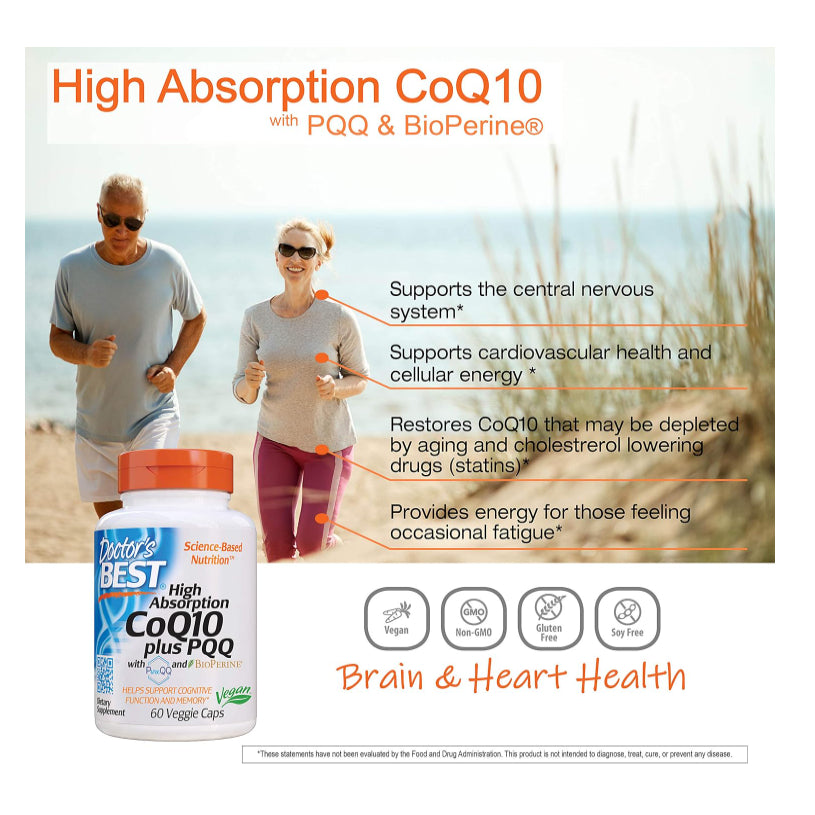 LowCostPH| Doctor's Best High Absorption CoQ10 Plus PQQ, Heart Health & Energy Production, Naturally