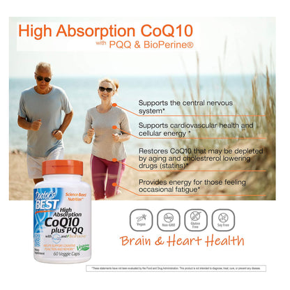 LowCostPH| Doctor's Best High Absorption CoQ10 Plus PQQ, Heart Health & Energy Production, Naturally