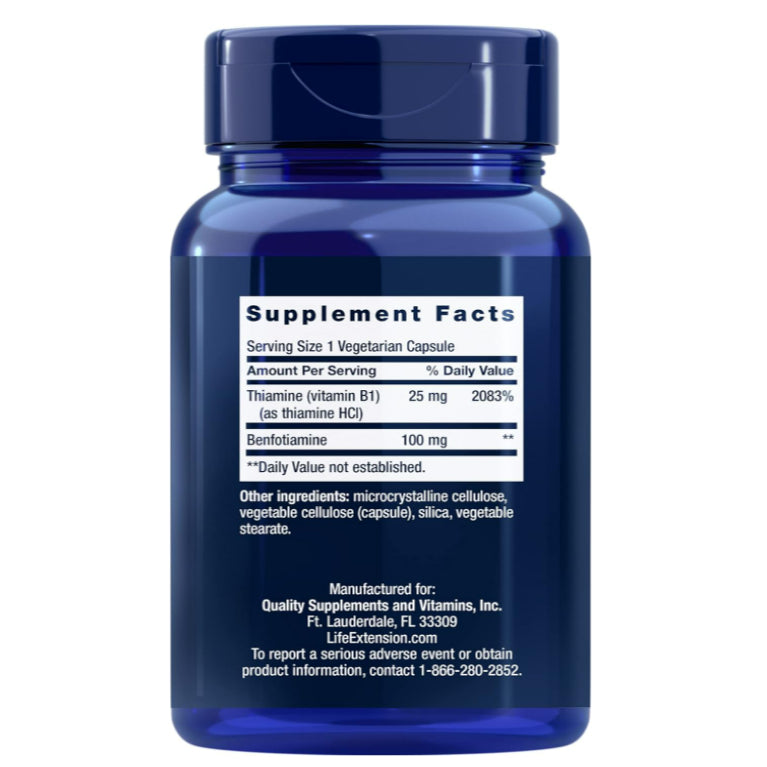LowCostPH | Life Extension, Benfotiamine with Thiamine 100mg , Mega Benfotiamine 250mg