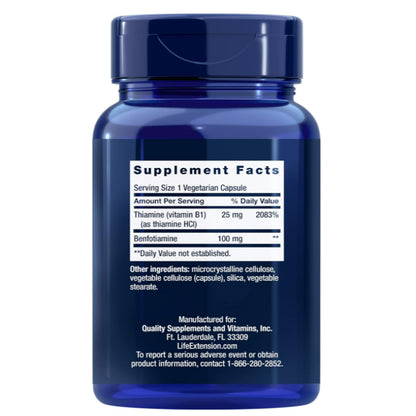 LowCostPH | Life Extension, Benfotiamine with Thiamine 100mg , Mega Benfotiamine 250mg