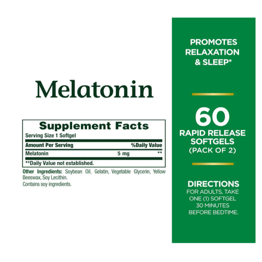 LowCostPh | Nature's Bounty, Melatonin, 1 mg, 3mg, 5mg, 10mg 100% Drug Free SleepAid, for Vegetarian