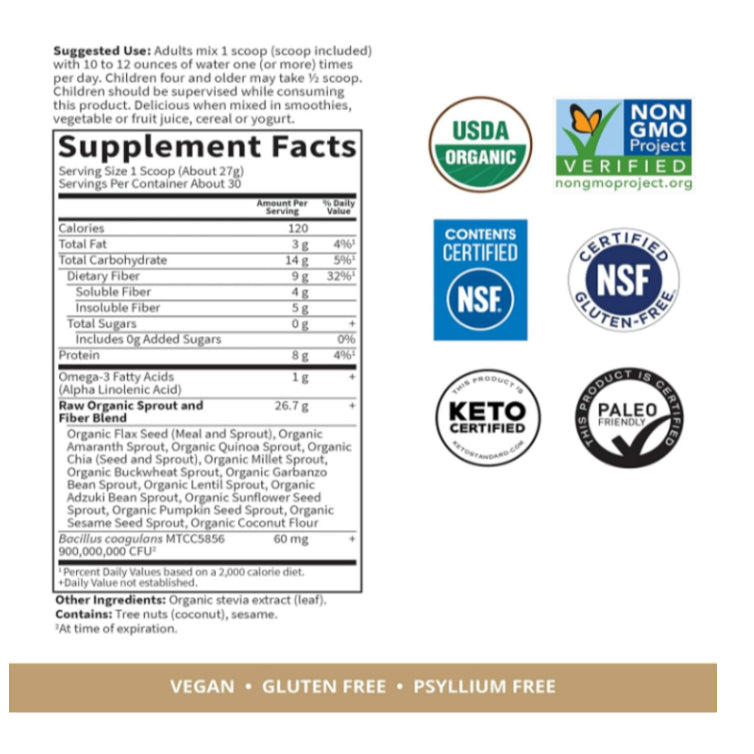 LowCostPH| Garden of Life, RAW Organic Fiber, 1 lb, 12.32 oz | Keto Collagen Peptides