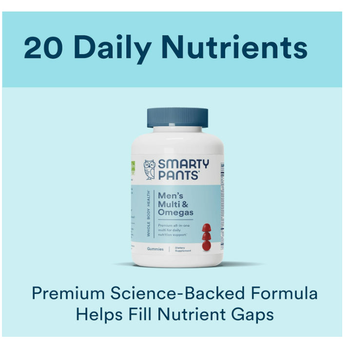 LowCost PH| SmartyPants, Men's Multi & Omegas Gummies, Lemon Creme, Blueberry and Blackberry, 180 Gu