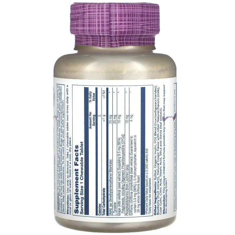 LowCostPH | Solaray, Kids, Focus Chewables, Natural Grape, Kids Vitamins & Minerals Chewable,Natural