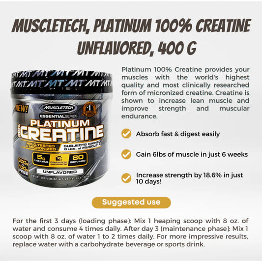 Low Cost PH | MuscleTech Essential Series Platinum 100% Creatine 400g