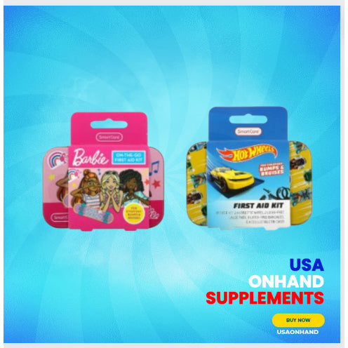 USAOnhand | Smart Care, On-The-Go First Aid Kit, Barbie, 13 Piece Kit, First Aid Kit, Hot Wheels, 13