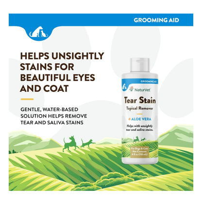 USAOnhand| NaturVet, Tear Stain, Topical Remover + Aloe Vera, For Dogs & Cats, 4 fl oz (118 ml)
