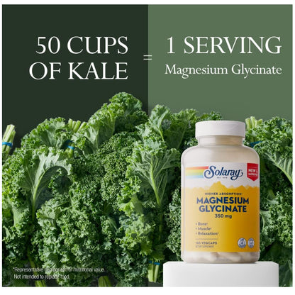 LowCostPh | Solaray, High Absorption Magnesium Glycinate, 350mg, 120VegCap, Bone, Muscle, Relaxation