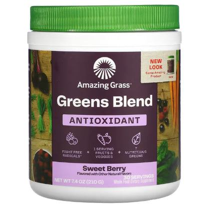 LowCostPh | Amazing Grass, Green Blend Antioxidant, Sweet Berry, 7.4 oz (210 g), Supports Digestive