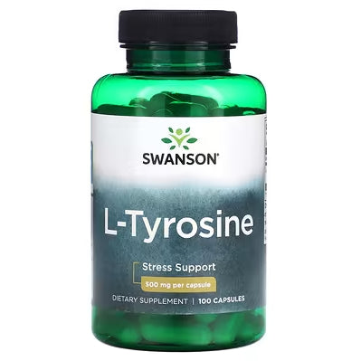 Swanson Ph | Swanson, L-Tyrosine, 500 mg, 100 Capsules. Stress Support, Dietary Supplement